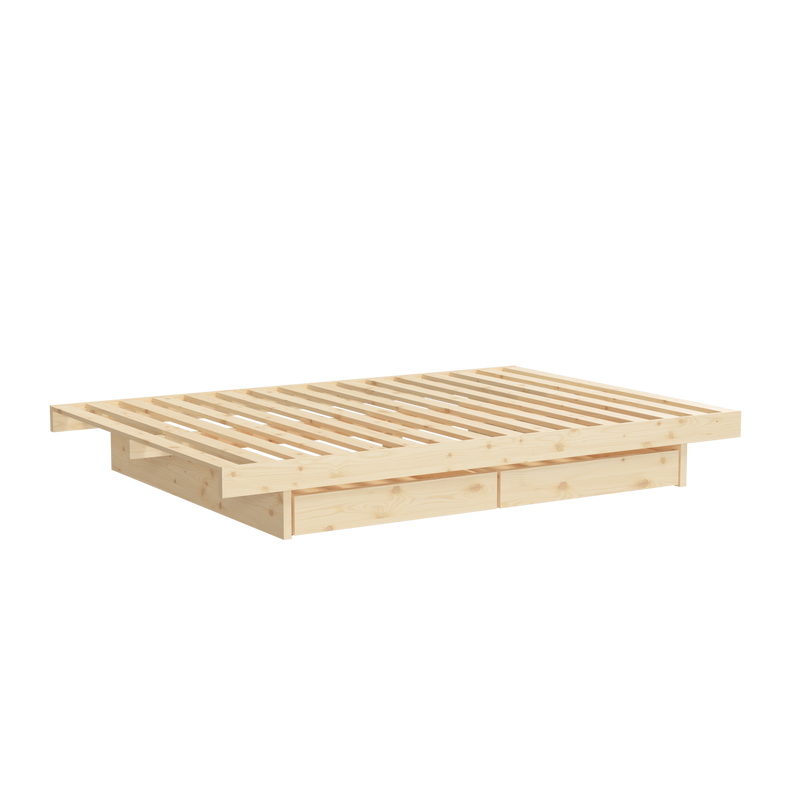 KANSO BED RAW QUEEN SIZE W. 4 PCS BED ROLLERS RAW