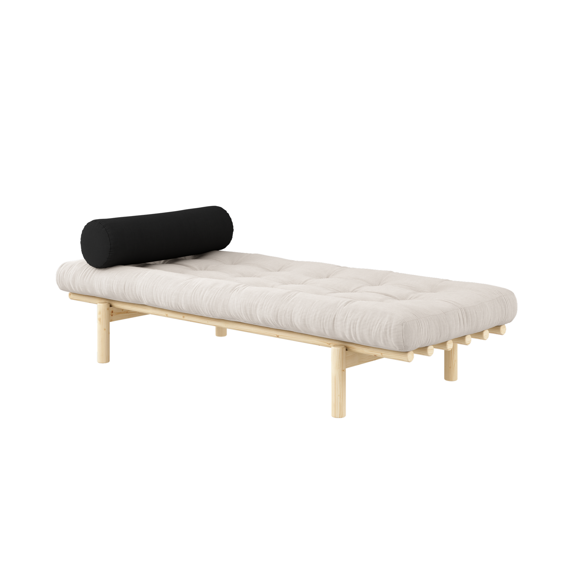 NEXT DAYBED CLEAR LACQUERED W. 4-LAYER MIXED MATTRESS IVORY