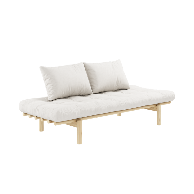 PACE DAYBED CLEAR LACQUERED W. 4-LAYER MIXED MATTRESS NATURAL
