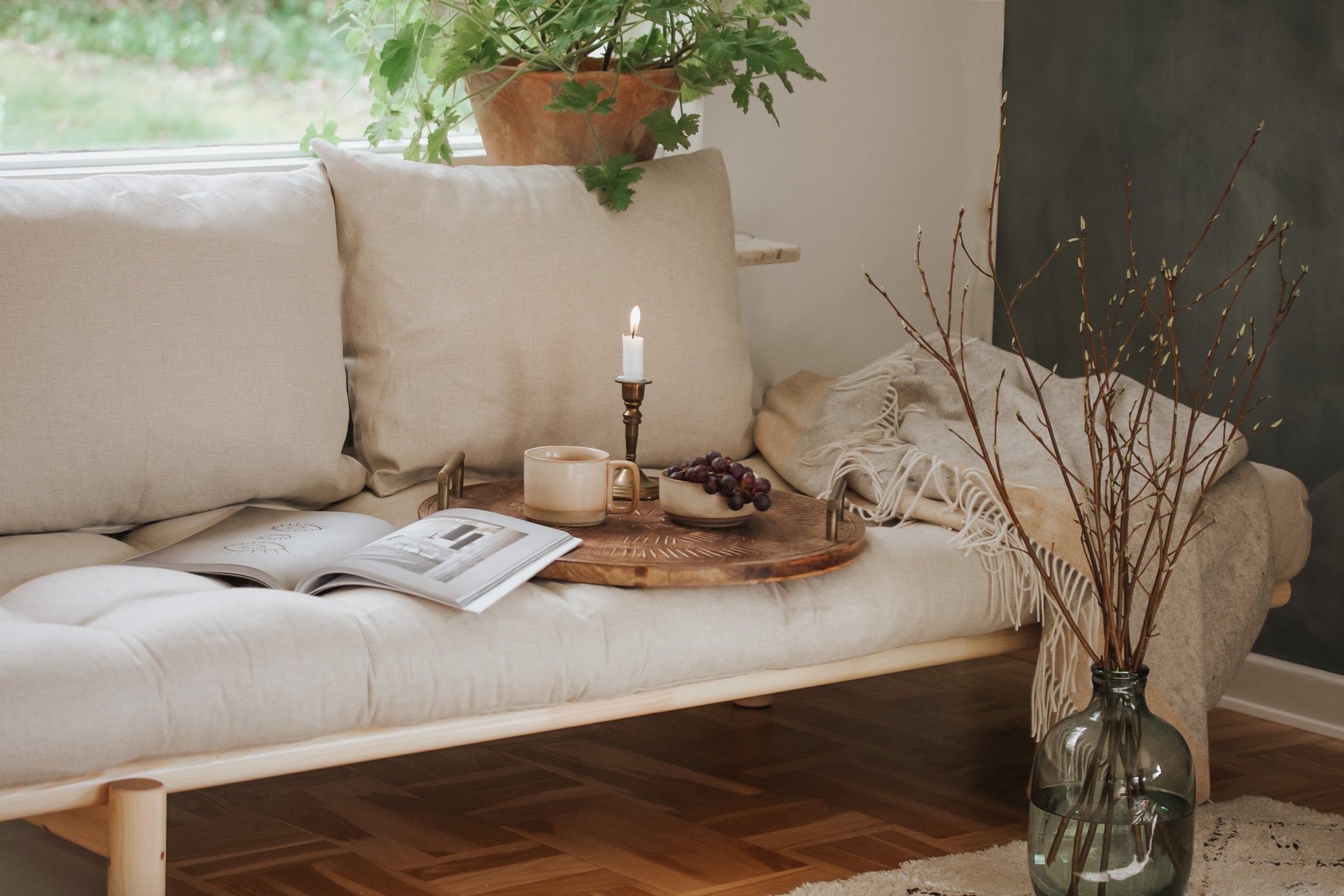 PACE DAYBED CLEAR LACQUERED W. 4-LAYER MIXED MATTRESS MOCCA