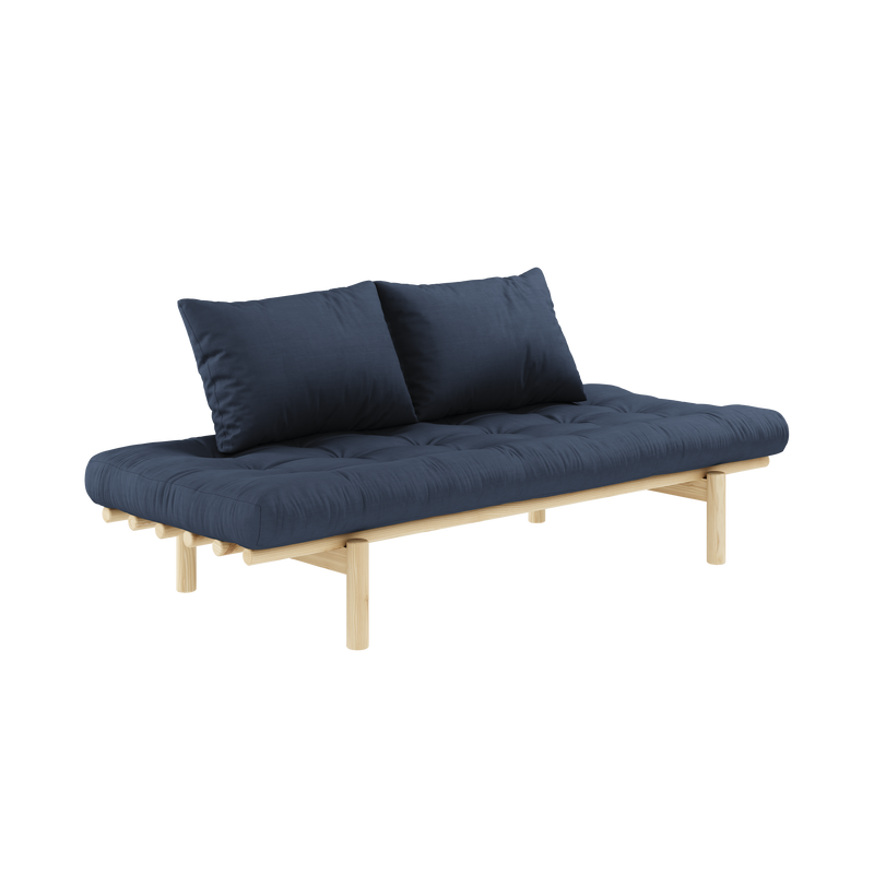 PACE DAYBED CLEAR LACQUERED W. 4-LAYER MIXED MATTRESS NAVY