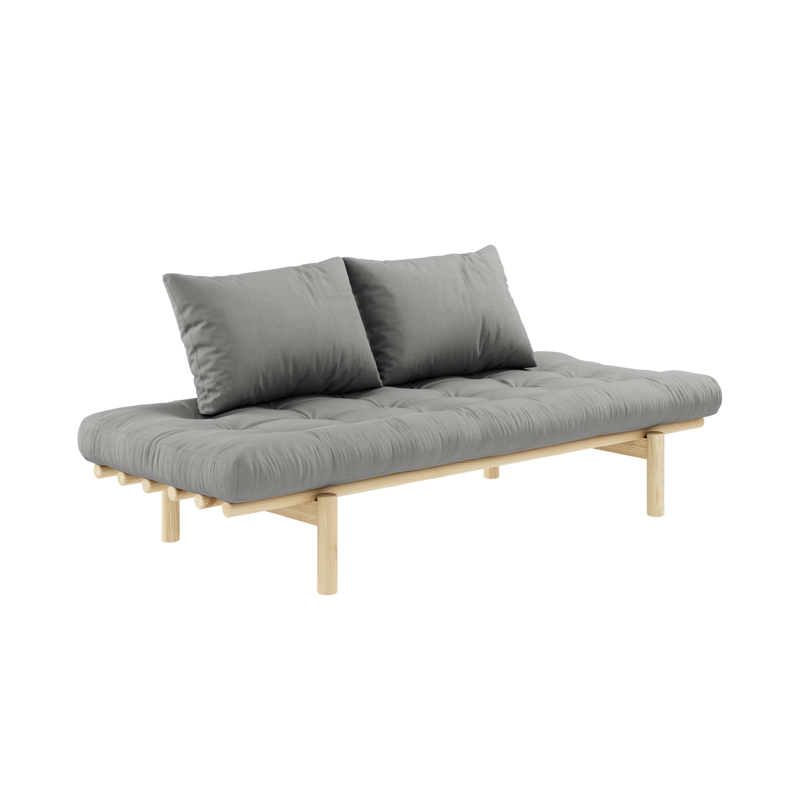 PACE DAYBED CLEAR LACQUERED W. 4-LAYER MIXED MATTRESS GREY