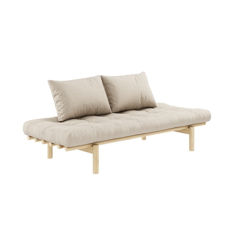 PACE DAYBED CLEAR LACQUERED W. 4-LAYER MIXED MATTRESS BEIGE