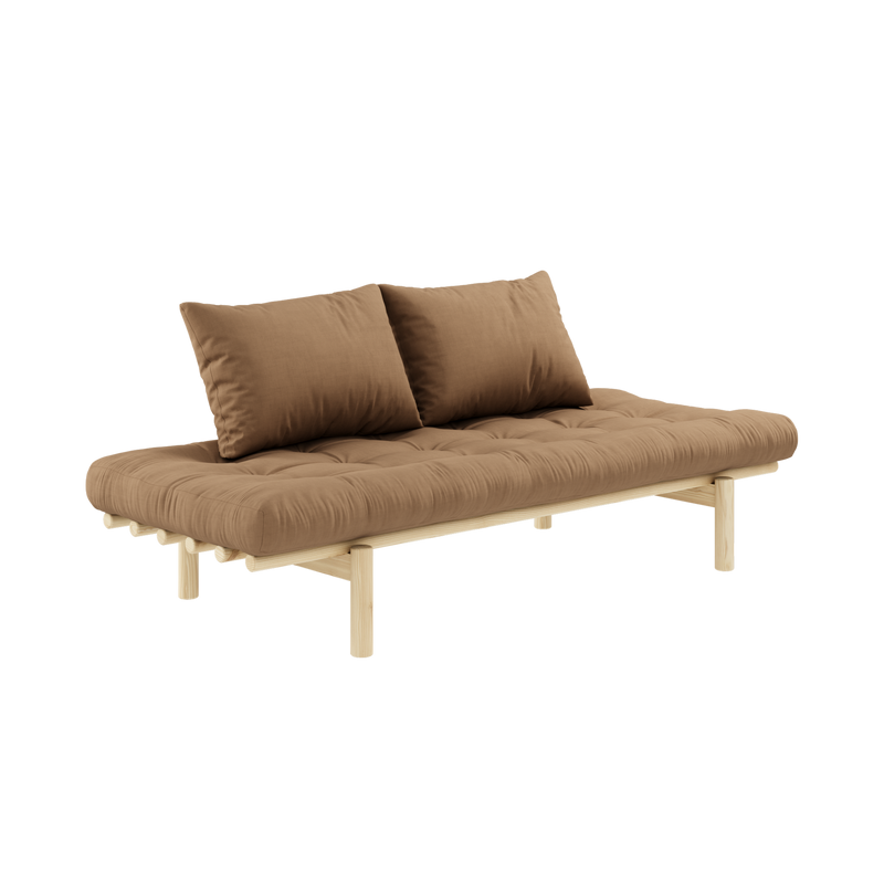 PACE DAYBED CLEAR LACQUERED W. 4-LAYER MIXED MATTRESS MOCCA