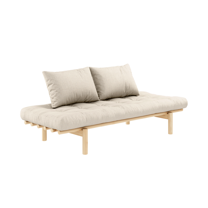 PACE DAYBED CLEAR LACQUERED W. 4-LAYER MIXED MATTRESS LINEN