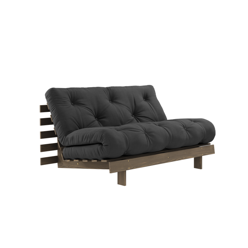 ROOTS CAROB BRUN 140 X 200 AVEC MATELAS ROOTS GRIS FONCÉ