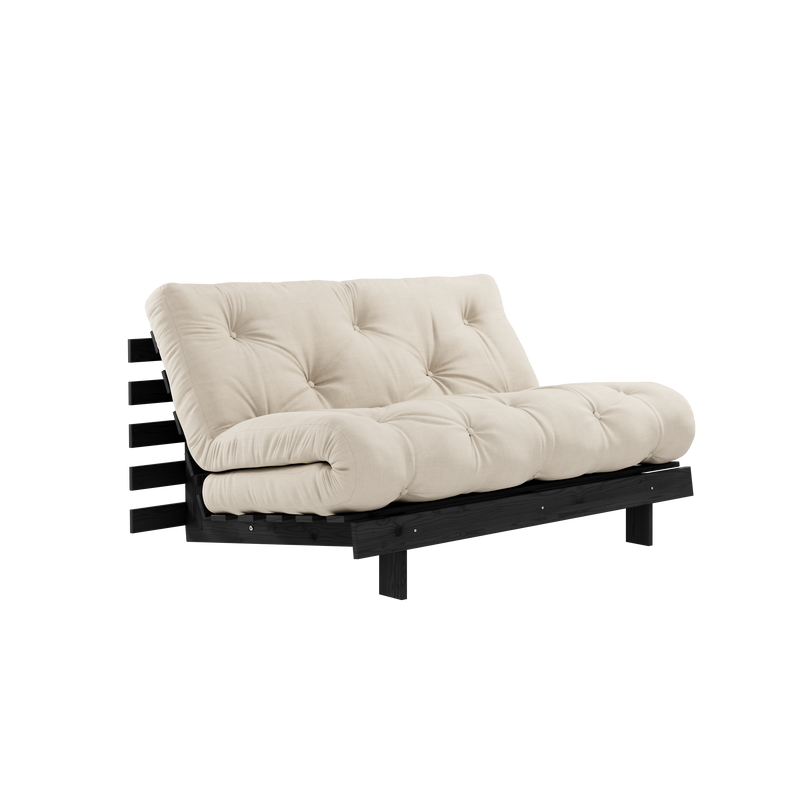 ROOTS NOIR LAQUÉ 140 X 200 AVEC MATELAS ROOTS BEIGE