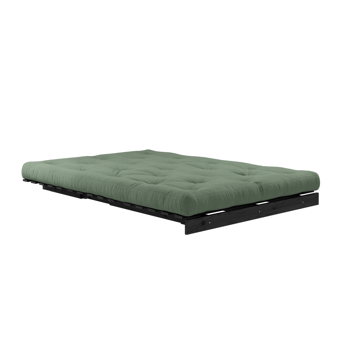 ROOTS BLACK NIGHT LACQUERED 140 X 200 W. ROOTS MATTRESS OLIVE GREEN