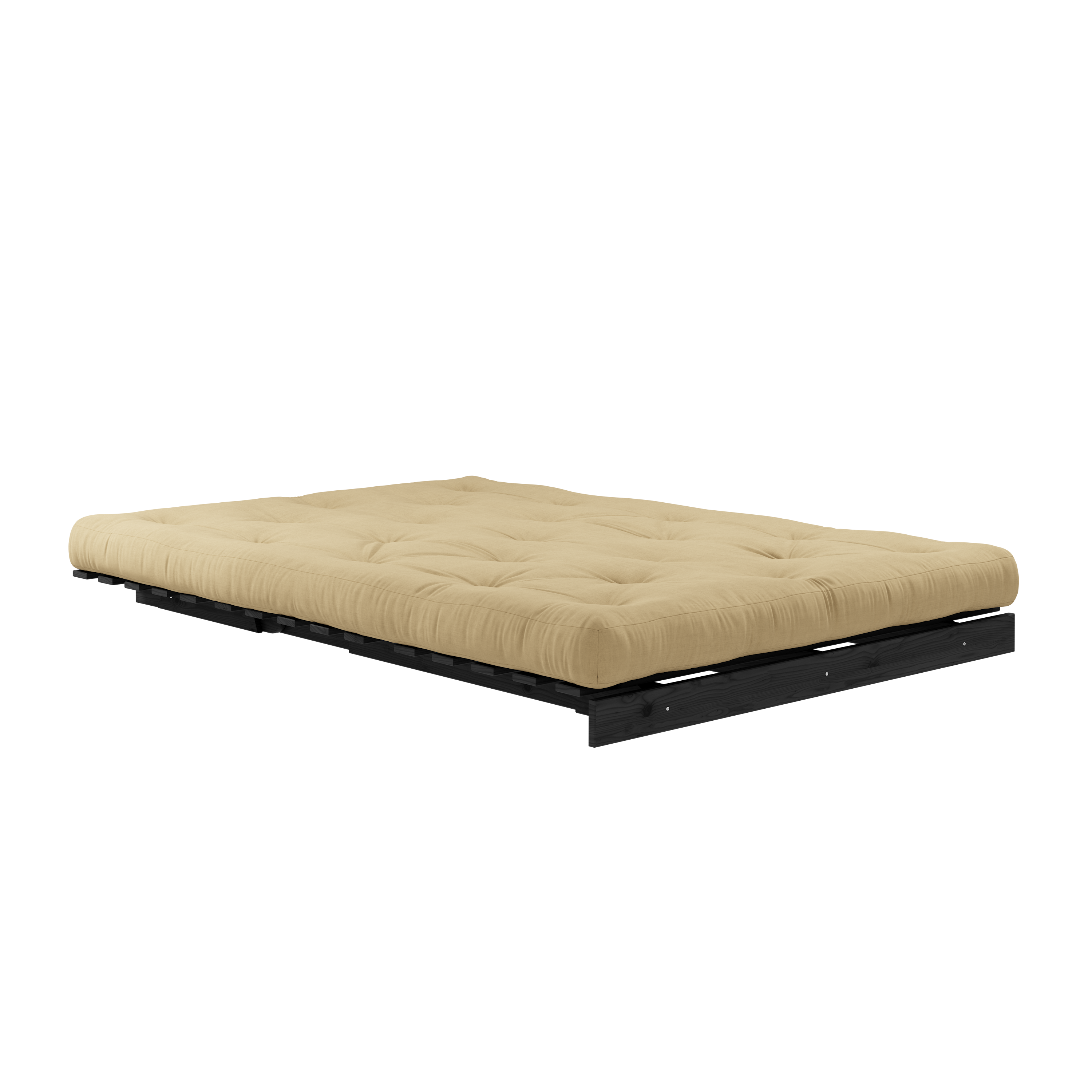 ROOTS BLACK NIGHT LACQUERED 140 X 200 W. ROOTS MATTRESS WHEAT BEIGE