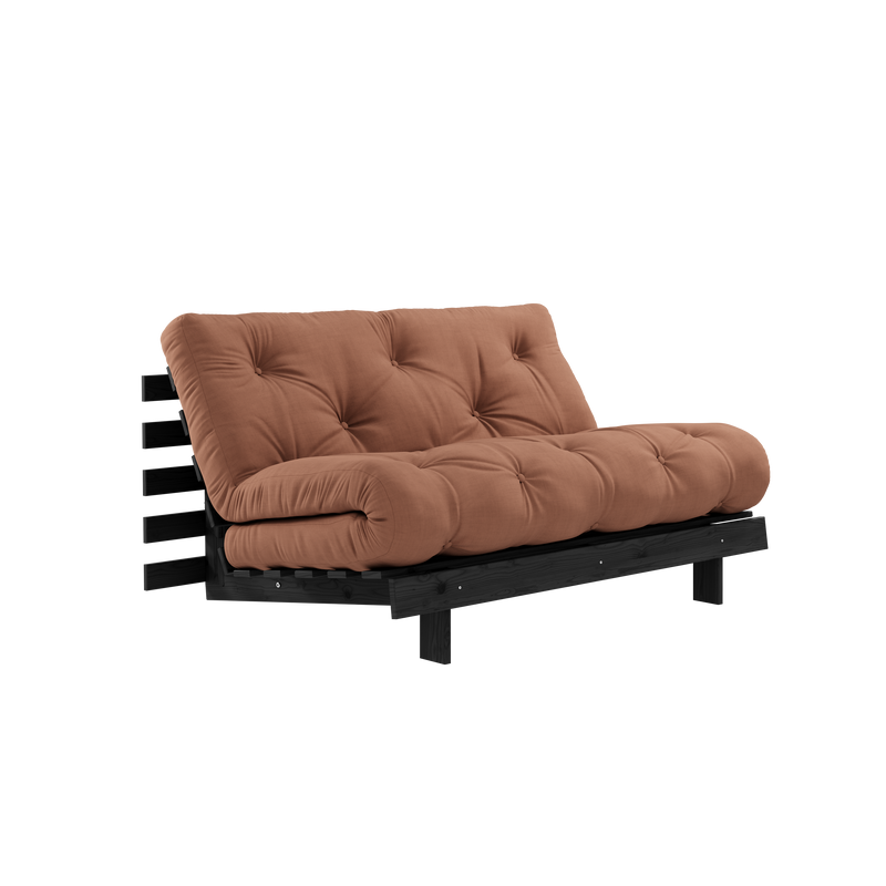 ROOTS BLACK NIGHT LACQUERED 140 X 200 W. ROOTS MATTRESS CLAY BROWN