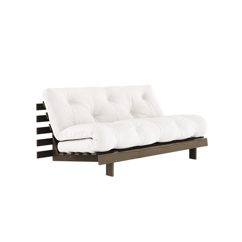 MARRON CAROUBE ROOTS 160 X 200 AVEC MATELAS ROOTS NATUREL