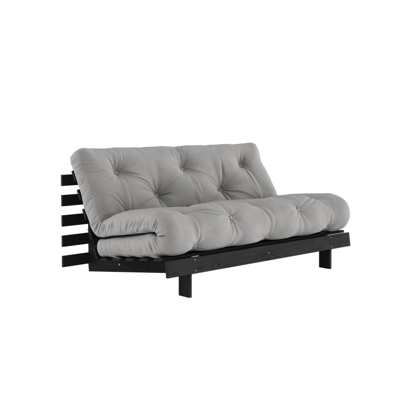 ROOTS BLACK NIGHT LACQUERED 160 X 200 W. ROOTS MATTRESS GREY