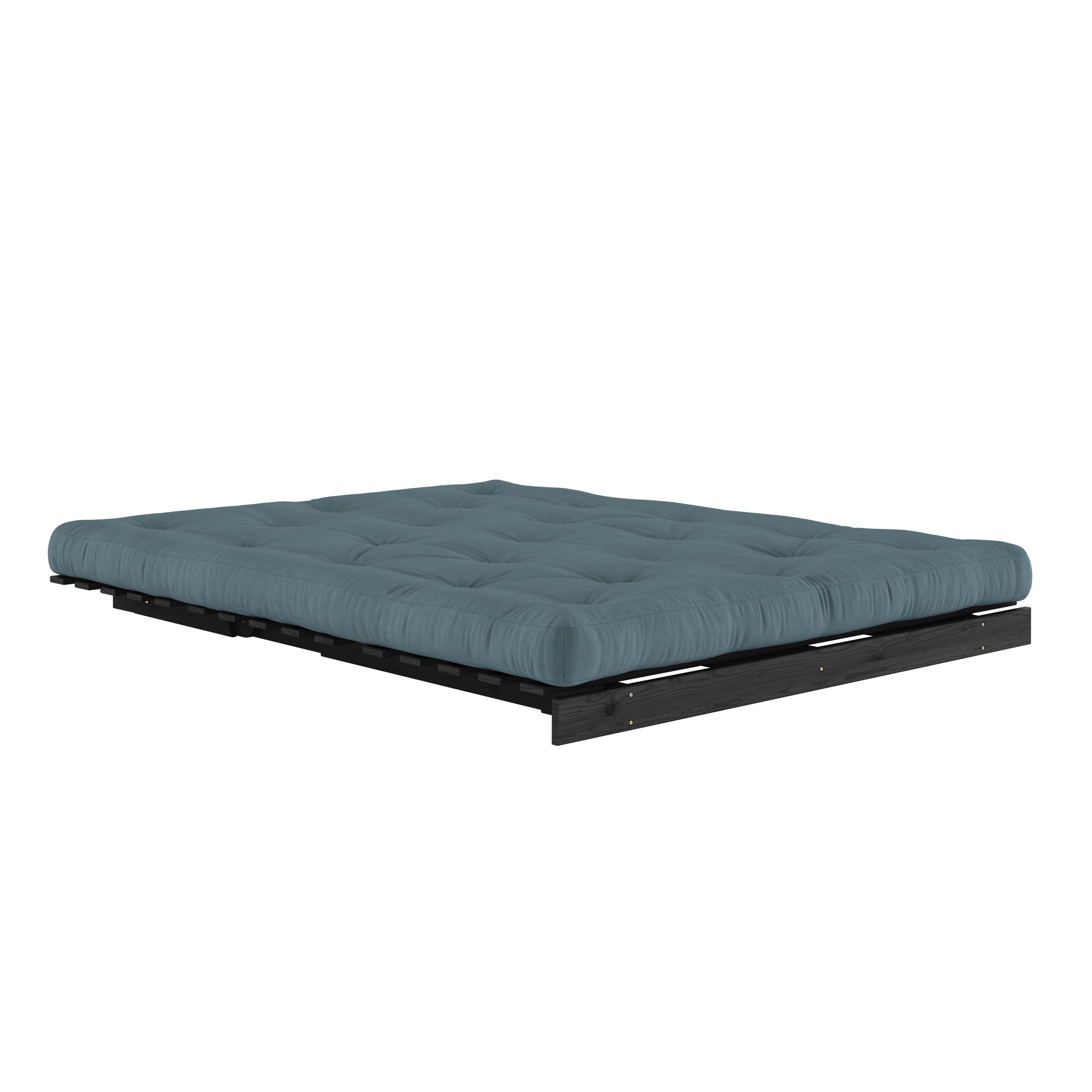 ROOTS BLACK NIGHT LACQUERED 160 X 200 W. ROOTS MATTRESS PETROL BLUE