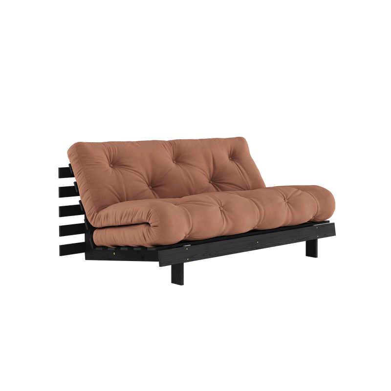 ROOTS BLACK NIGHT LACQUERED 160 X 200 W. ROOTS MATTRESS CLAY BROWN