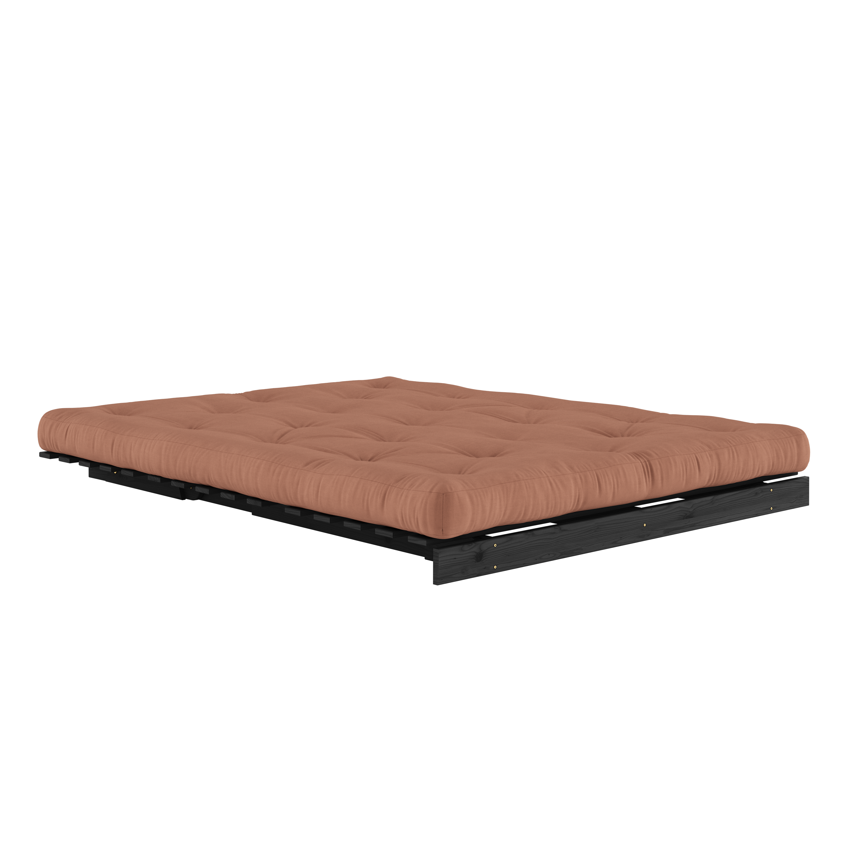 ROOTS BLACK NIGHT LACQUERED 160 X 200 W. ROOTS MATTRESS CLAY BROWN