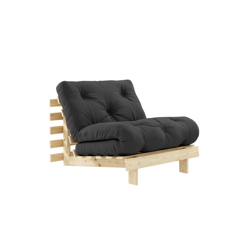 ROOTS RAW 90 X 200 AVEC MATELAS ROOTS GRIS FONCÉ 90 X 200