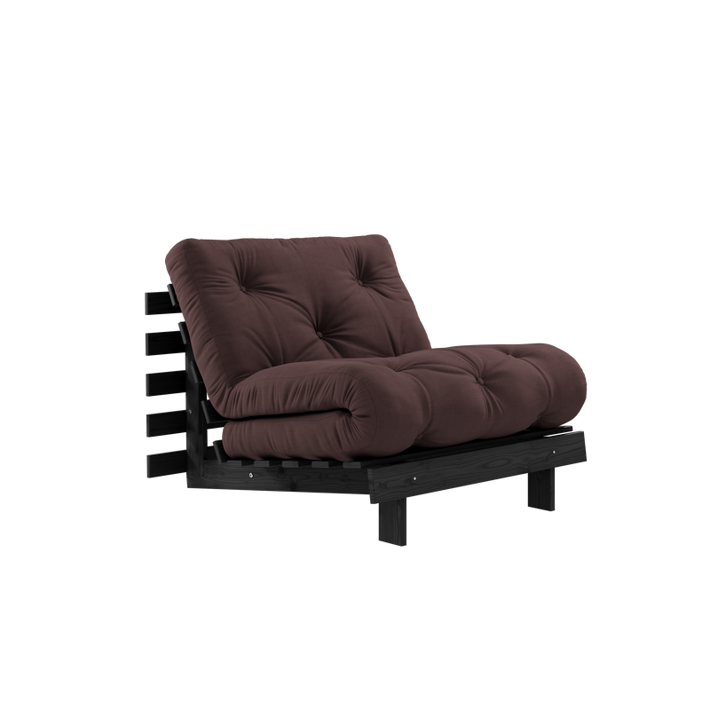 ROOTS BLACK NIGHT LACQUERED 90 X 200 W. ROOTS MATTRESS BROWN