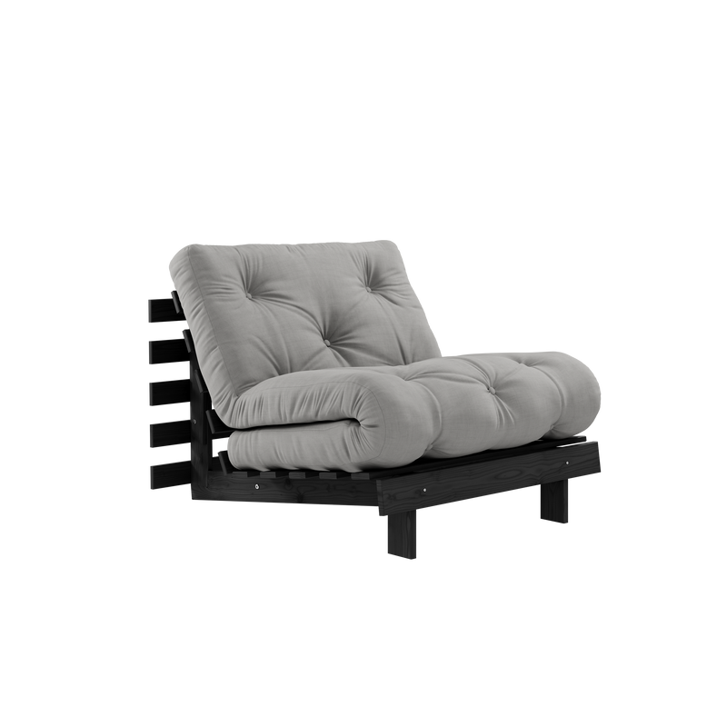 ROOTS BLACK NIGHT LACQUERED 90 X 200 W. ROOTS MATTRESS GREY
