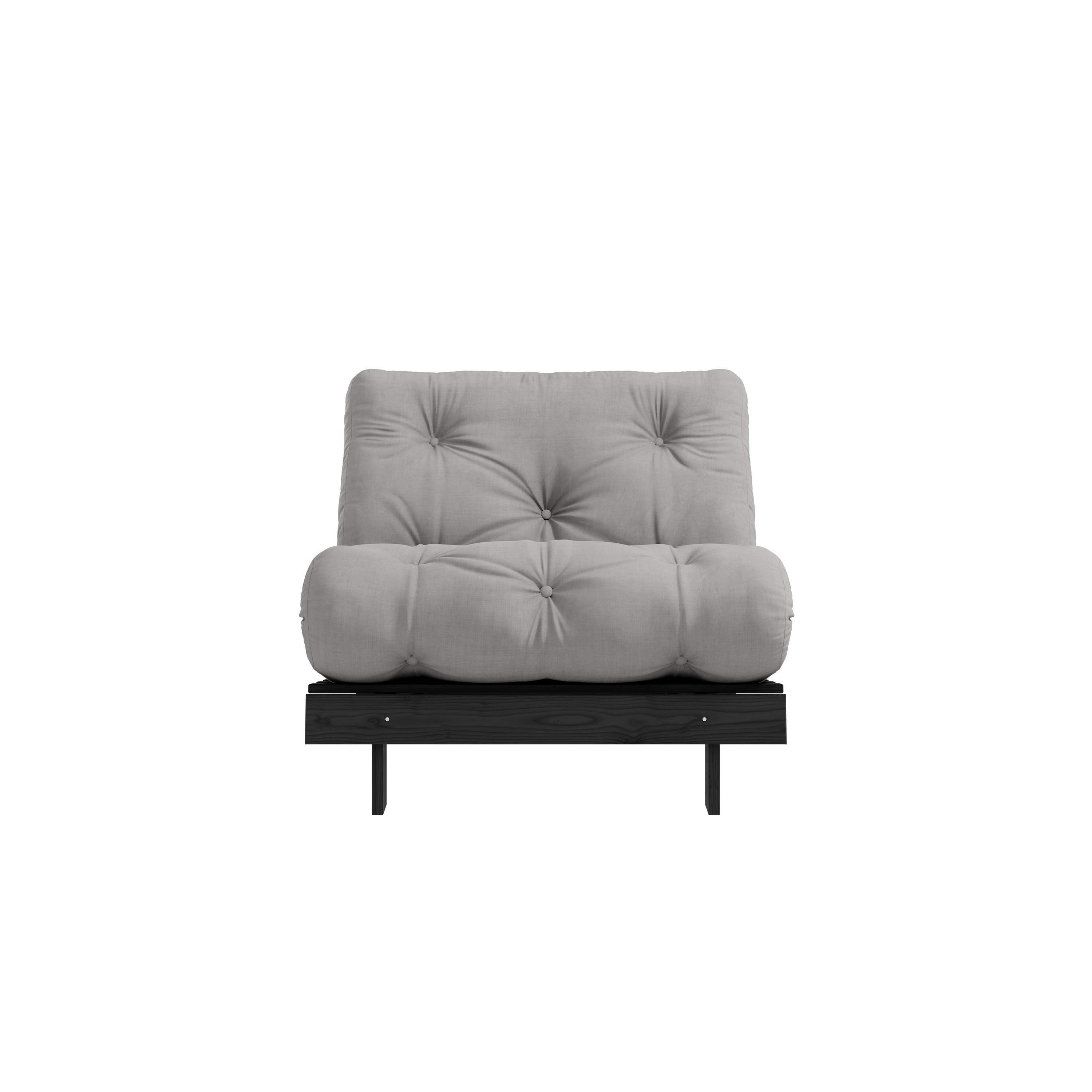 ROOTS BLACK NIGHT LACQUERED 90 X 200 W. ROOTS MATTRESS GREY 90 X 200