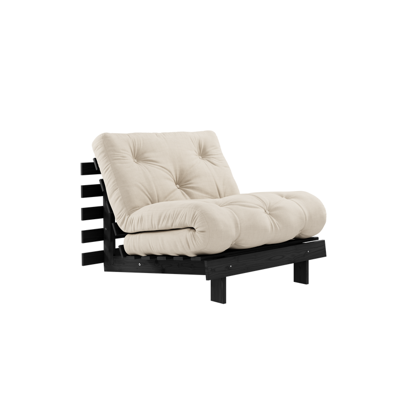 ROOTS BLACK NIGHT LACQUERED 90 X 200 W. ROOTS MATTRESS BEIGE