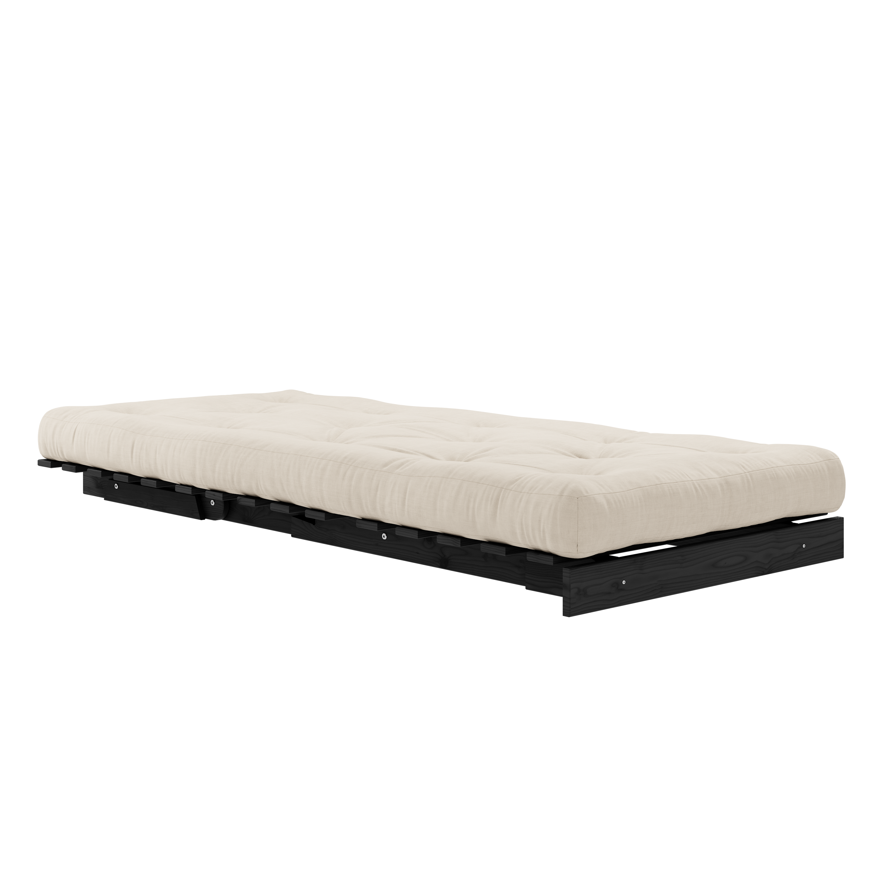ROOTS BLACK NIGHT LACQUERED 90 X 200 W. ROOTS MATTRESS BEIGE 90 X 200