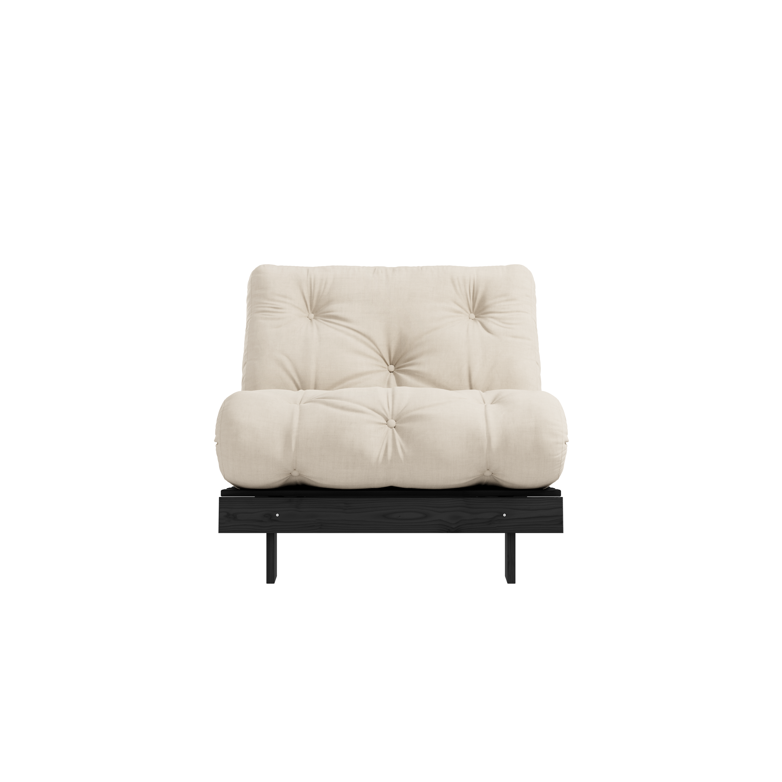 ROOTS BLACK NIGHT LACQUERED 90 X 200 W. ROOTS MATTRESS BEIGE 90 X 200