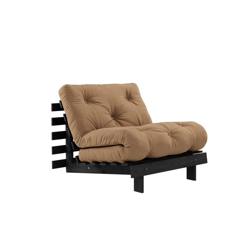 ROOTS BLACK NIGHT LACQUERED 90 X 200 W. ROOTS MATTRESS MOCCA