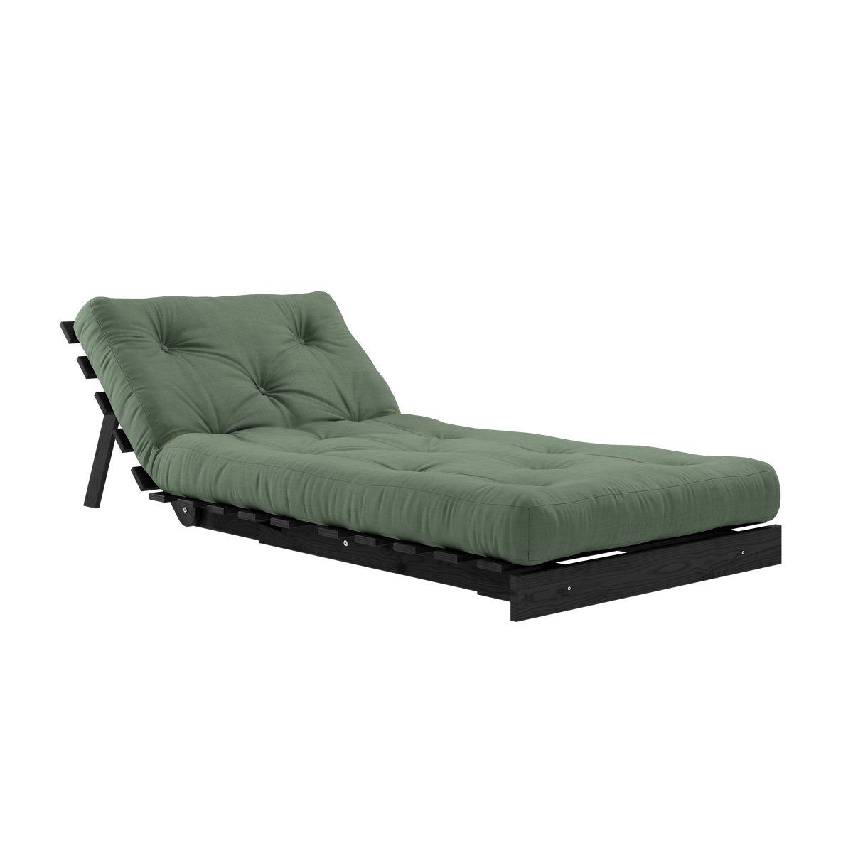 ROOTS BLACK NIGHT LACQUERED 90 X 200 W. ROOTS MATTRESS OLIVE GREEN 90 X 200