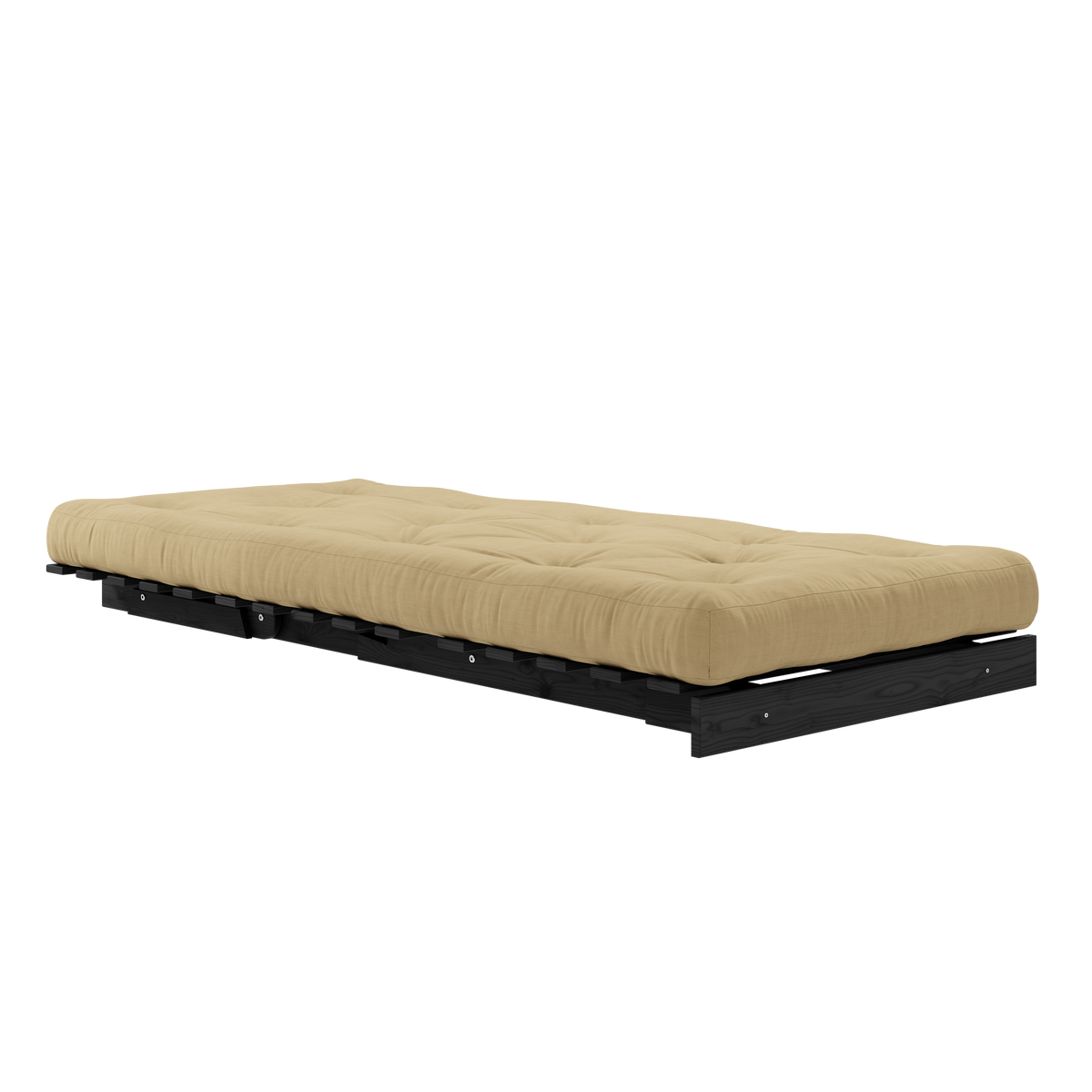 ROOTS BLACK NIGHT LACQUERED 90 X 200 W. ROOTS MATTRESS WHEAT BEIGE 90 X 200