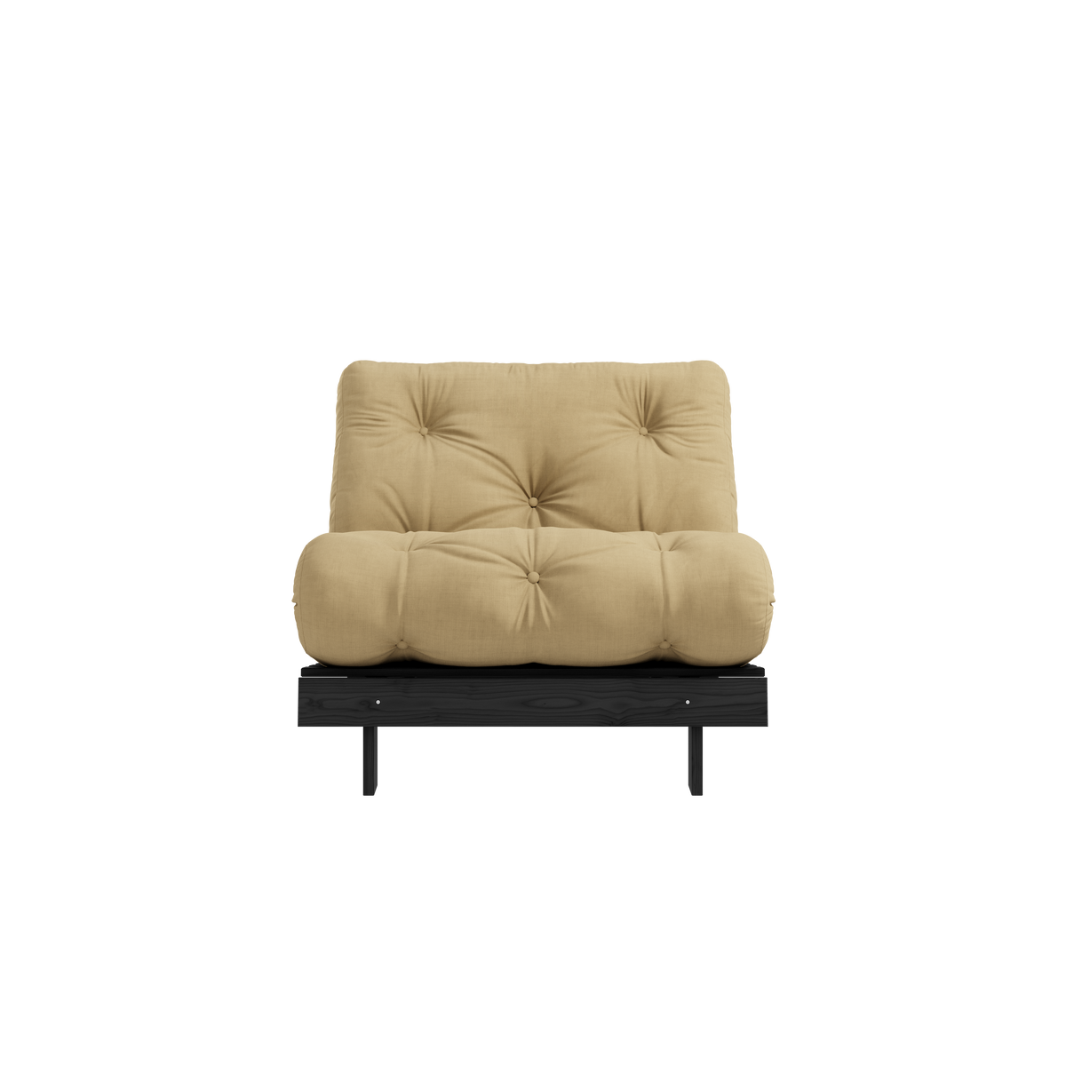 ROOTS BLACK NIGHT LACQUERED 90 X 200 W. ROOTS MATTRESS WHEAT BEIGE 90 X 200