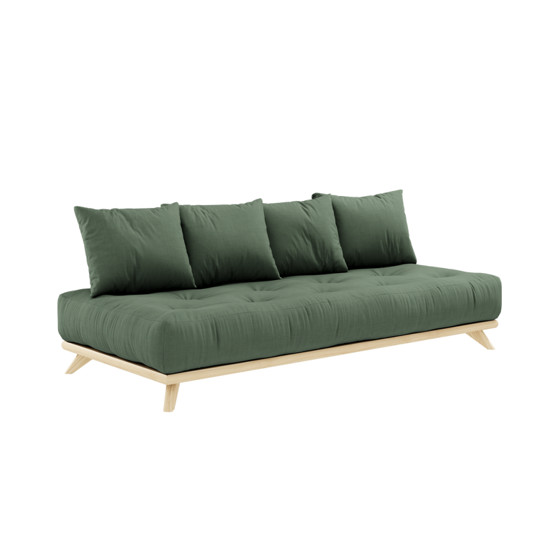 SENZA DAYBED CLEAR LACQUERED W. SENZA DAYBED MATTRESS SET OLIVE GREEN