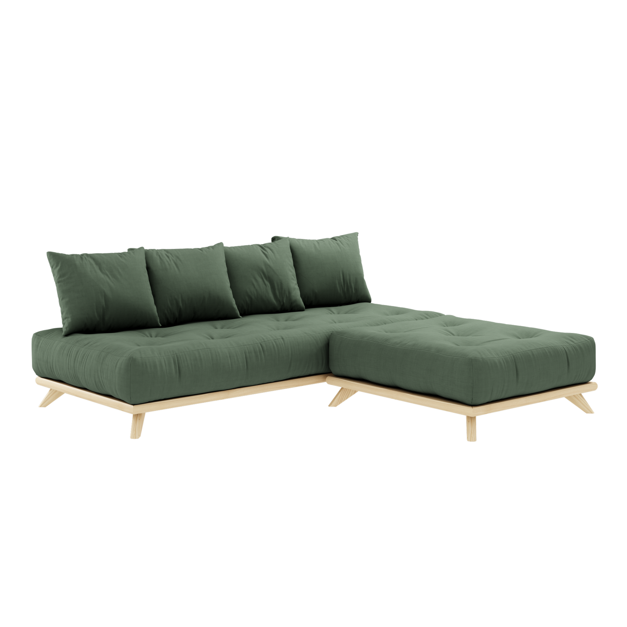 SENZA DAYBED CLEAR LACQUERED W. SENZA DAYBED MATTRESS SET OLIVE GREEN