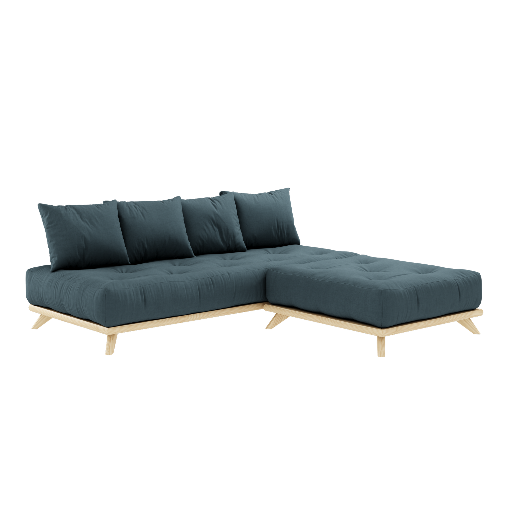 SENZA DAYBED CLEAR LACQUERED W. SENZA DAYBED MATTRESS SET PETROL BLUE