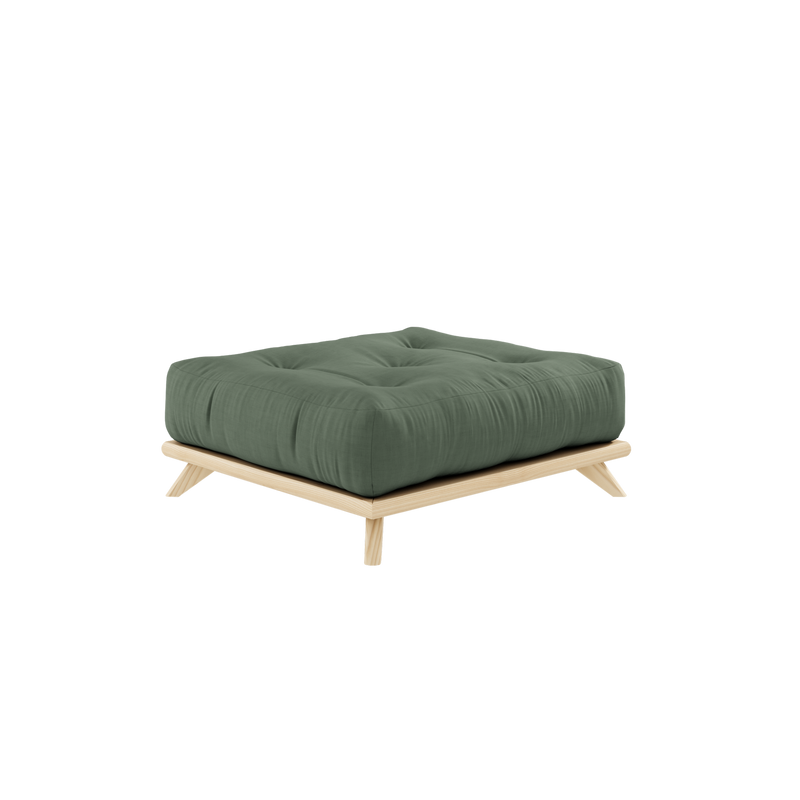 SENZA STOOL CLEAR LACQUERED W. SENZA STOOL MATTRESS OLIVE GREEN