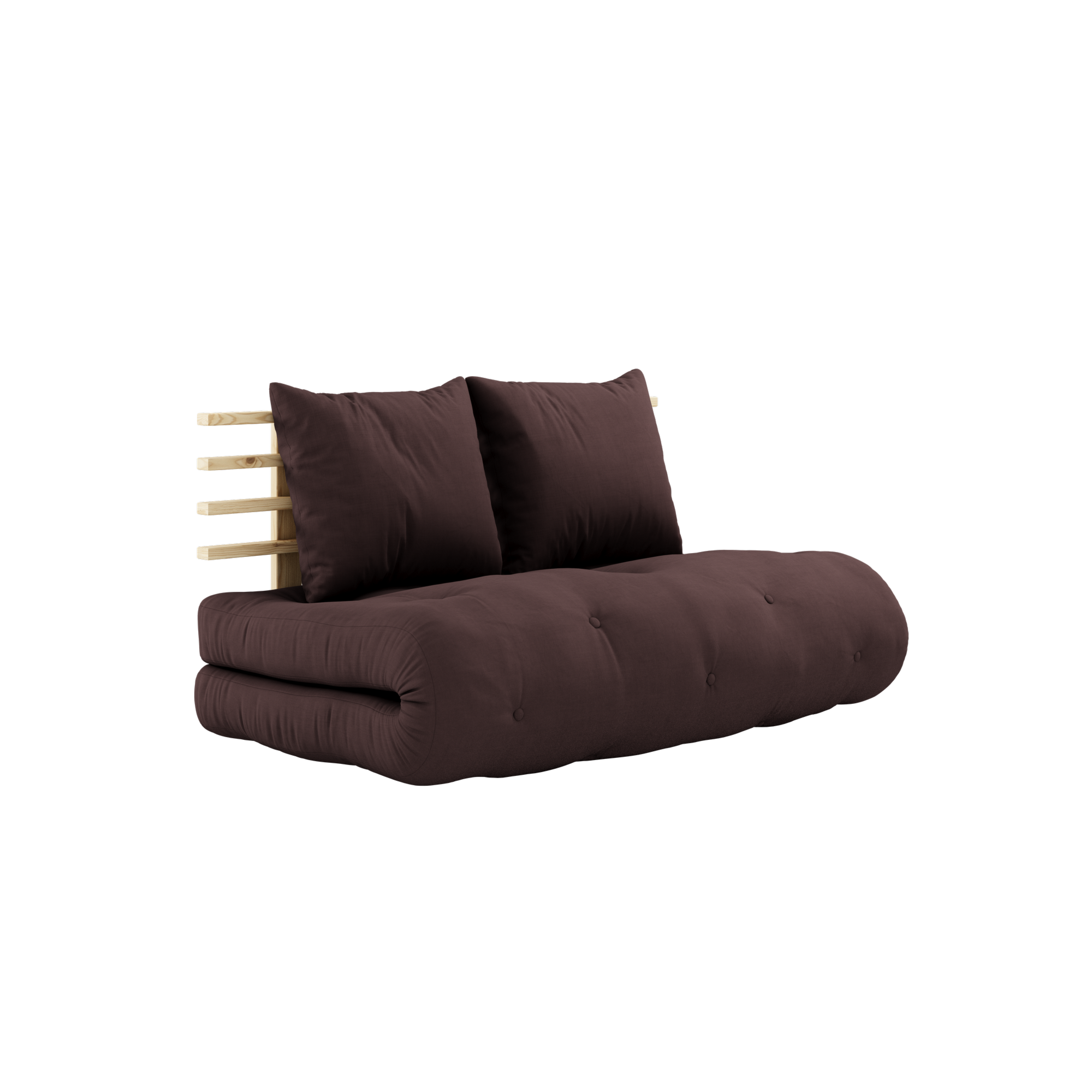 SHIN SANO CLEAR LACQUERED W. SHIN SANO MATTRESS SET BROWN