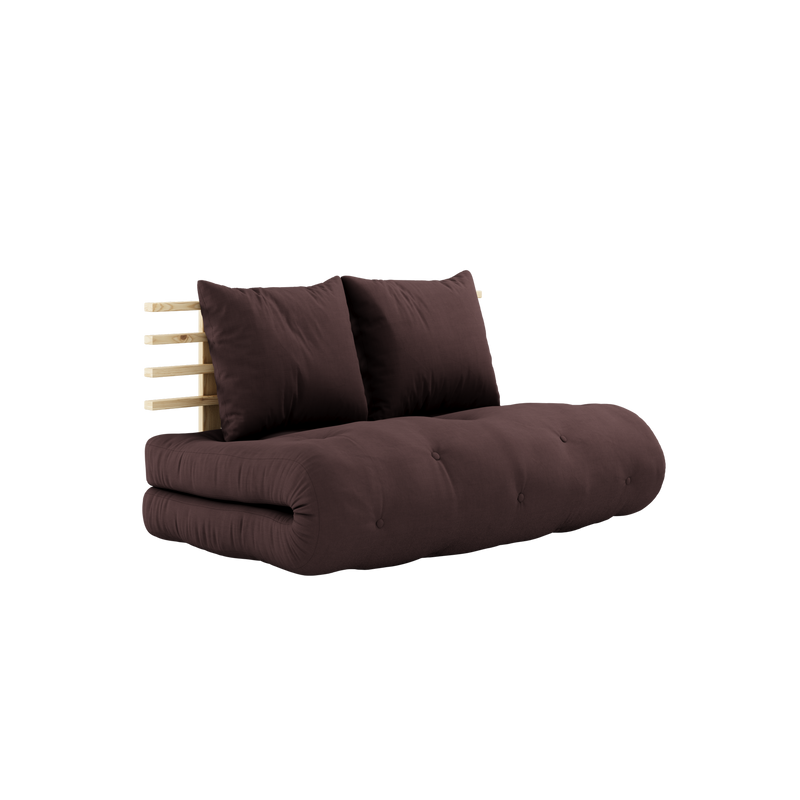 SHIN SANO CLEAR LACQUERED W. SHIN SANO MATTRESS SET BROWN