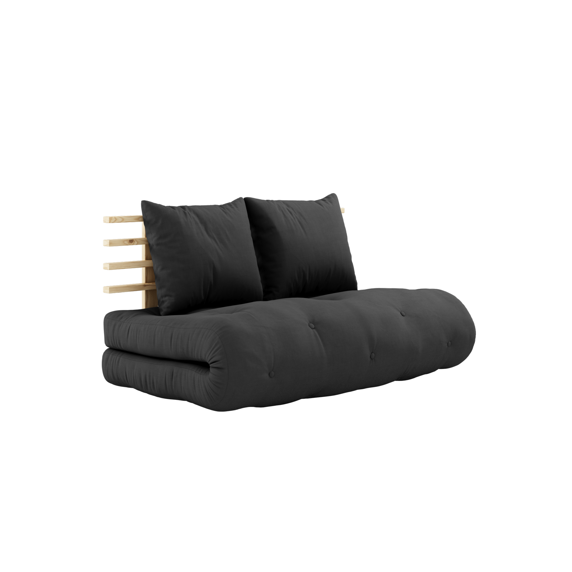 SHIN SANO CLEAR LACQUERED W. SHIN SANO MATTRESS SET DARK GREY