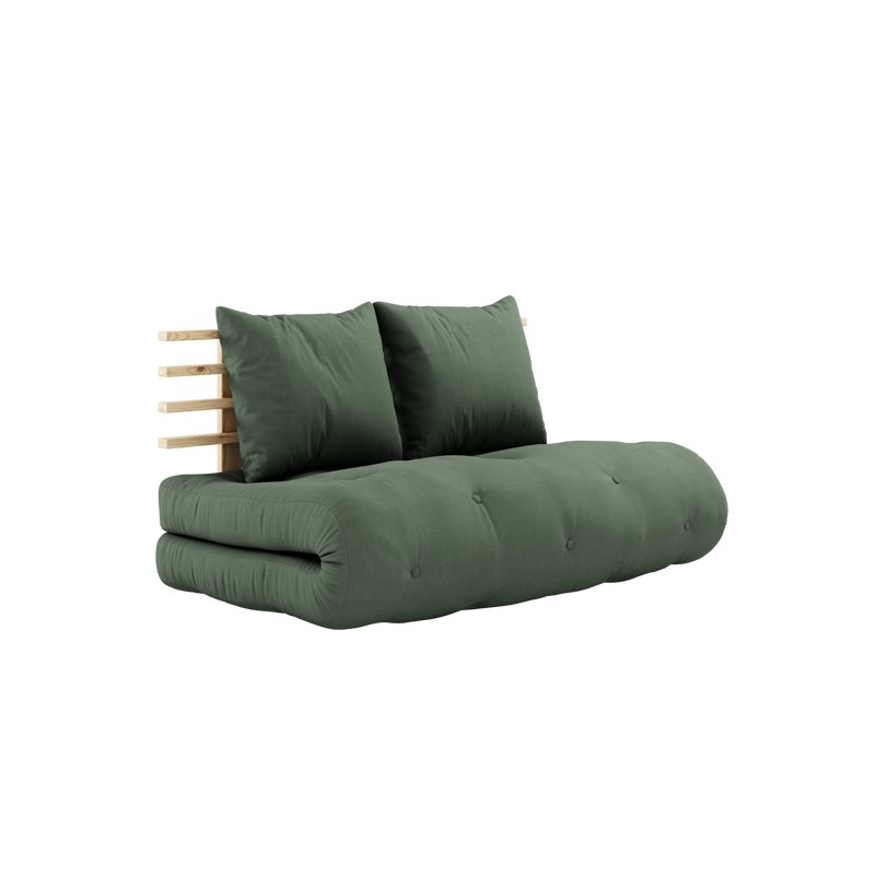 SHIN SANO CLEAR LACQUERED W. SHIN SANO MATTRESS SET OLIVE GREEN