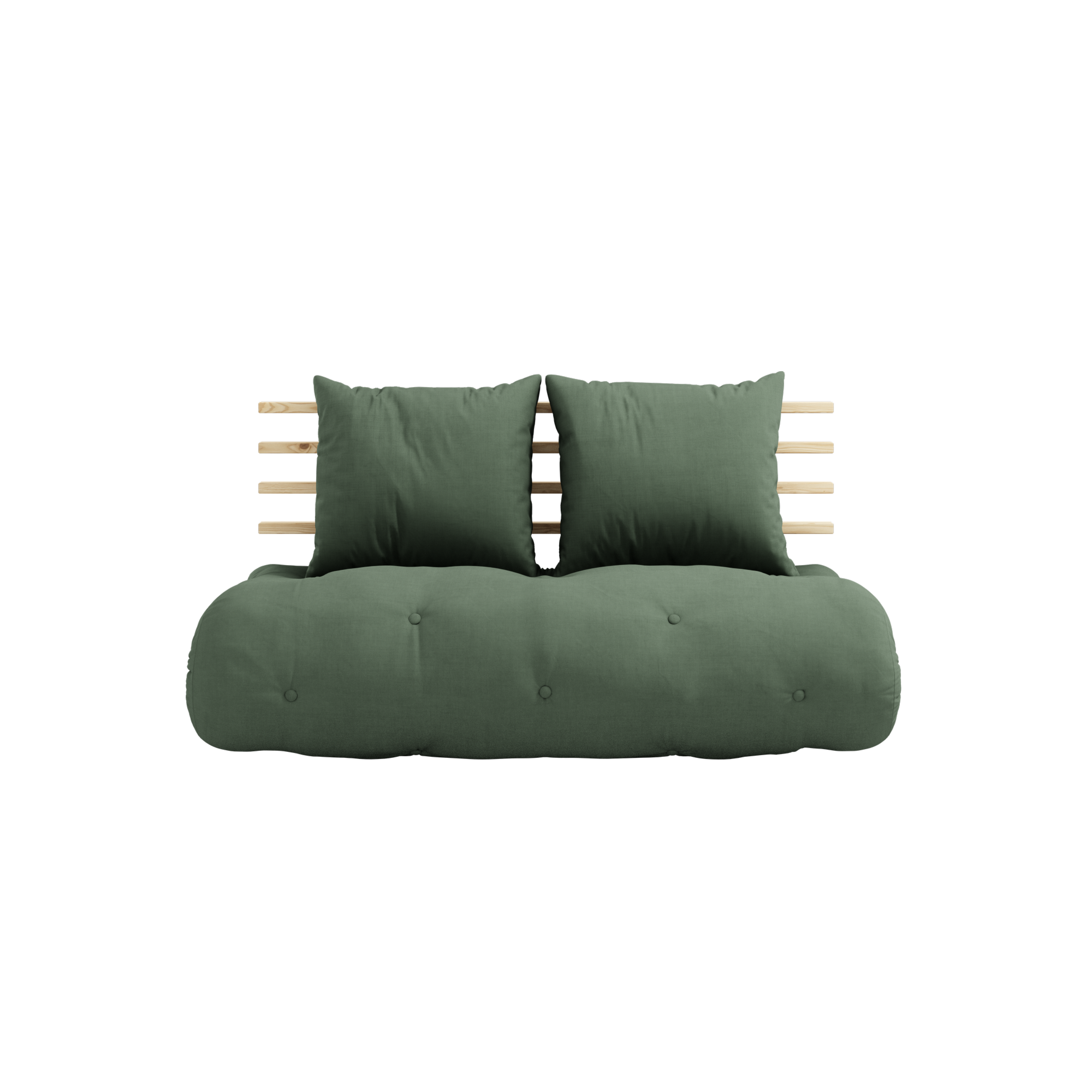 SHIN SANO CLEAR LACQUERED W. SHIN SANO MATTRESS SET OLIVE GREEN