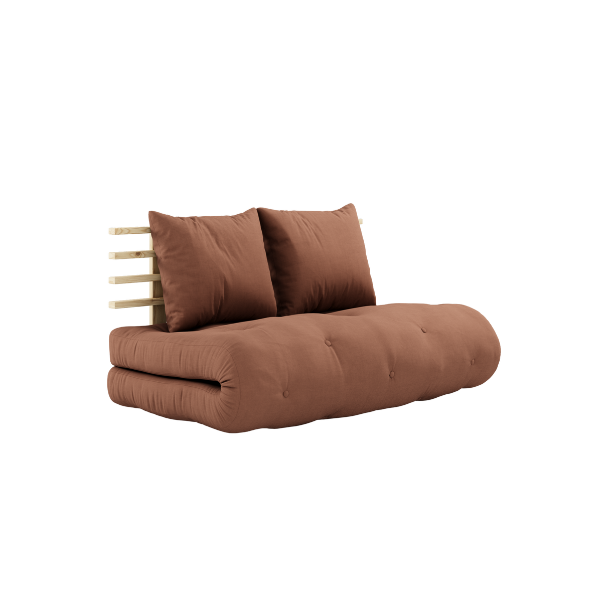 SHIN SANO CLEAR LACQUERED W. SHIN SANO MATTRESS SET CLAY BROWN