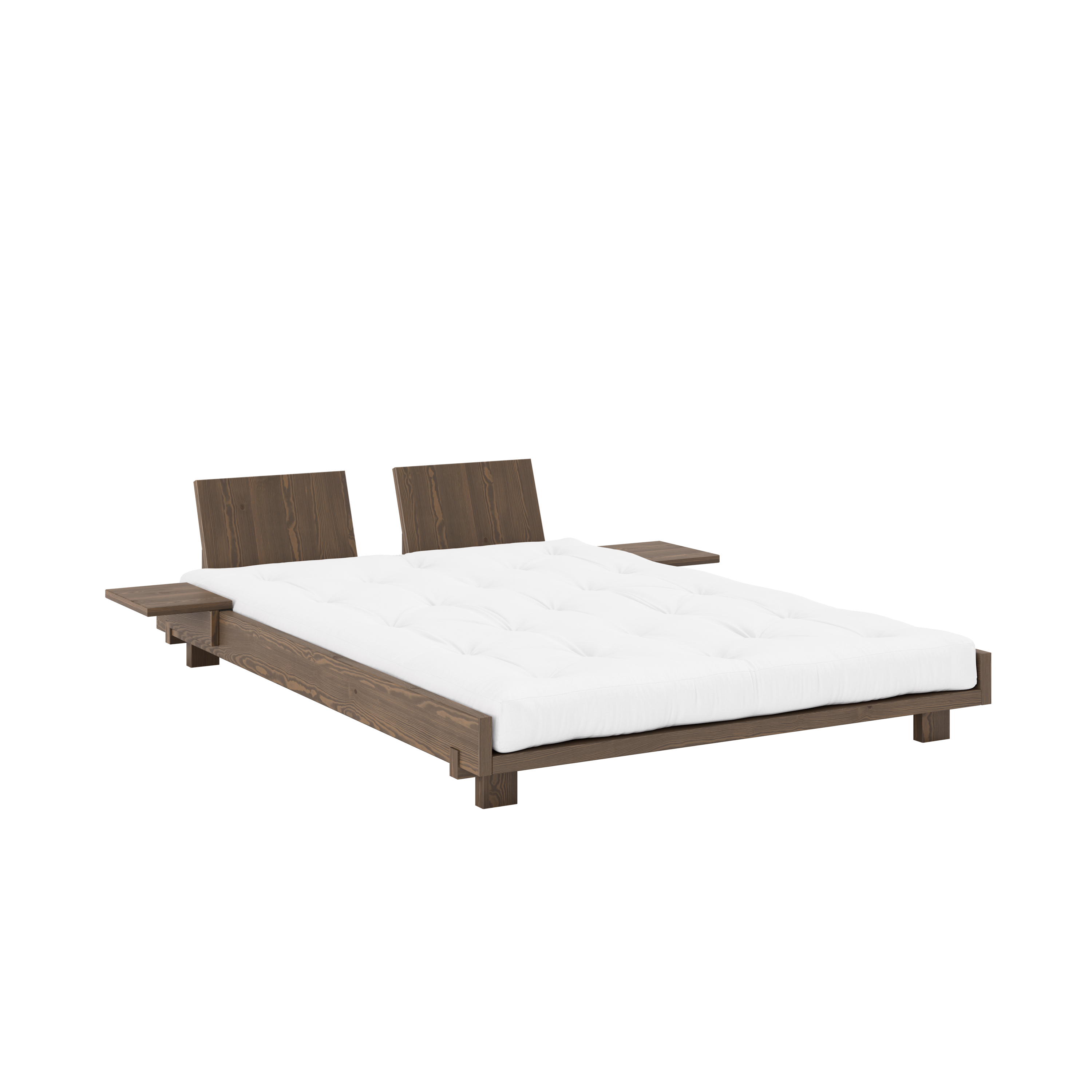 SOCIAL BED CAROB BROWN 140 X 200 W. 2 PCS BACK RESTS AND 2 PCS SIDE TABLES