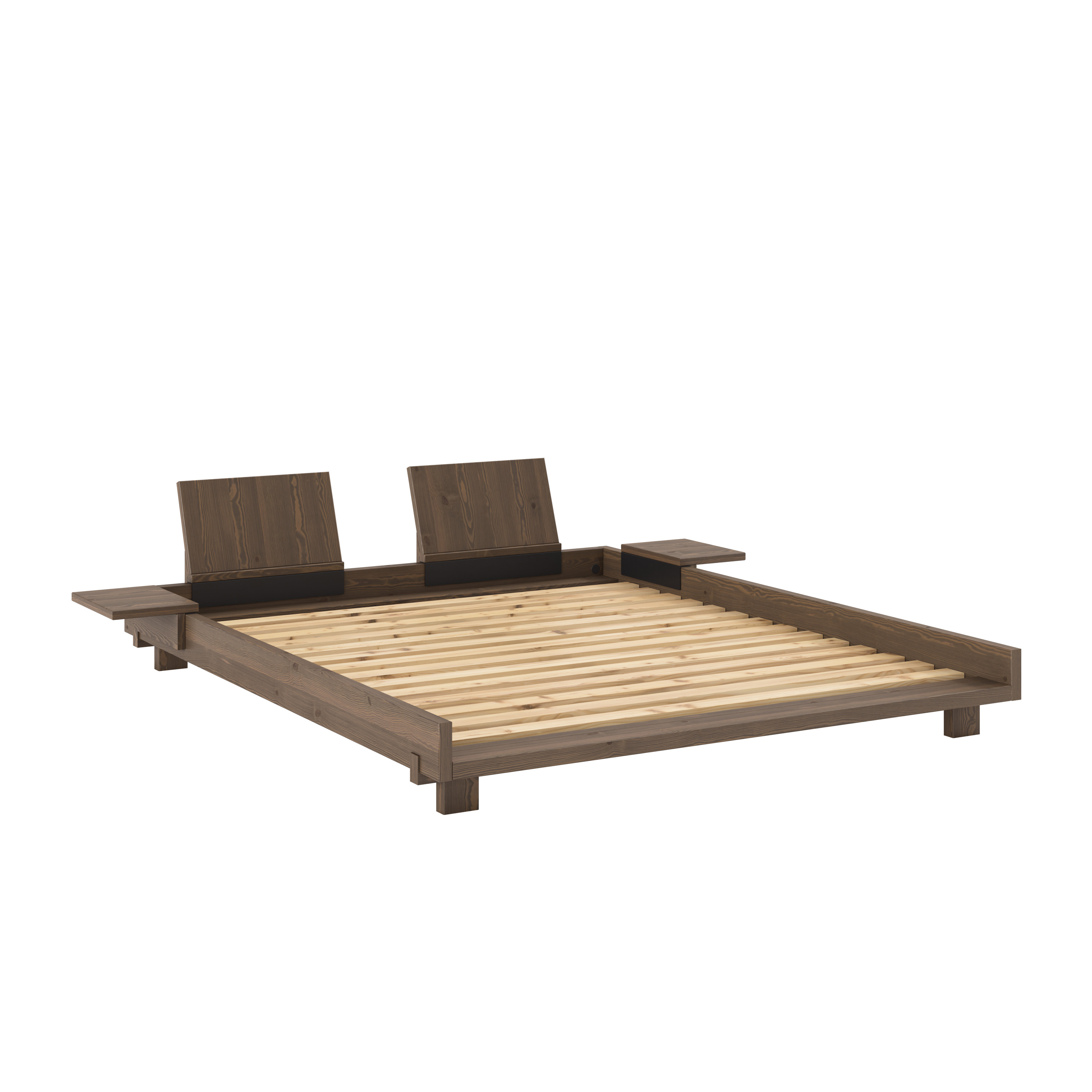 SOCIAL BED CAROB BROWN 160 X 200 W. 2 PCS BACK RESTS AND 2 PCS SIDE TABLES
