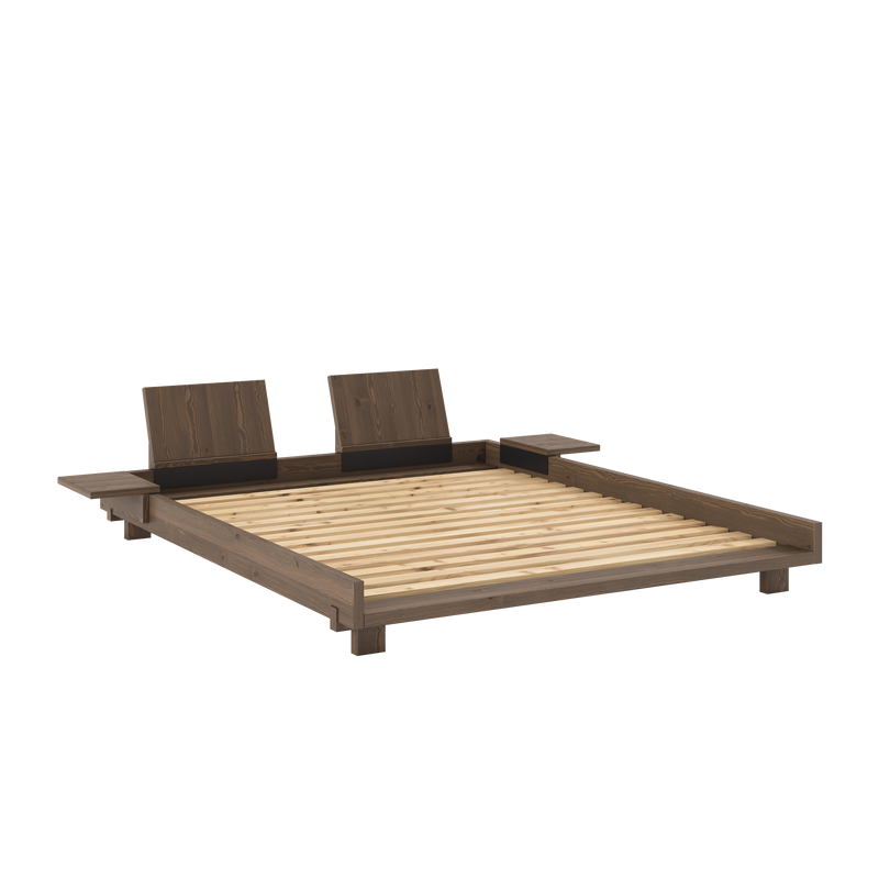 SOCIAL BED CAROB BROWN 160 X 200 W. 2 PCS BACK RESTS AND 2 PCS SIDE TABLES