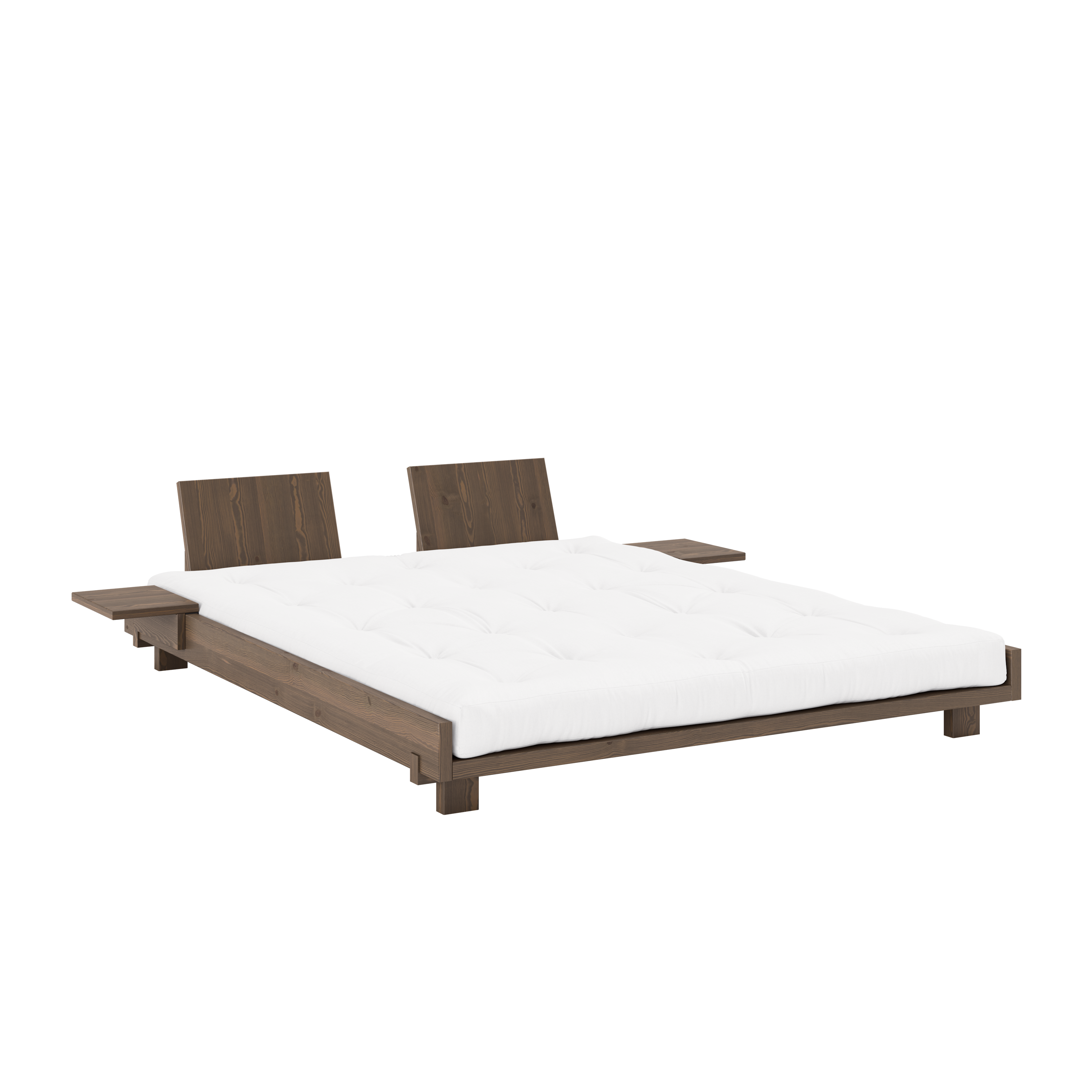 SOCIAL BED CAROB BROWN 160 X 200 W. 2 PCS BACK RESTS AND 2 PCS SIDE TABLES