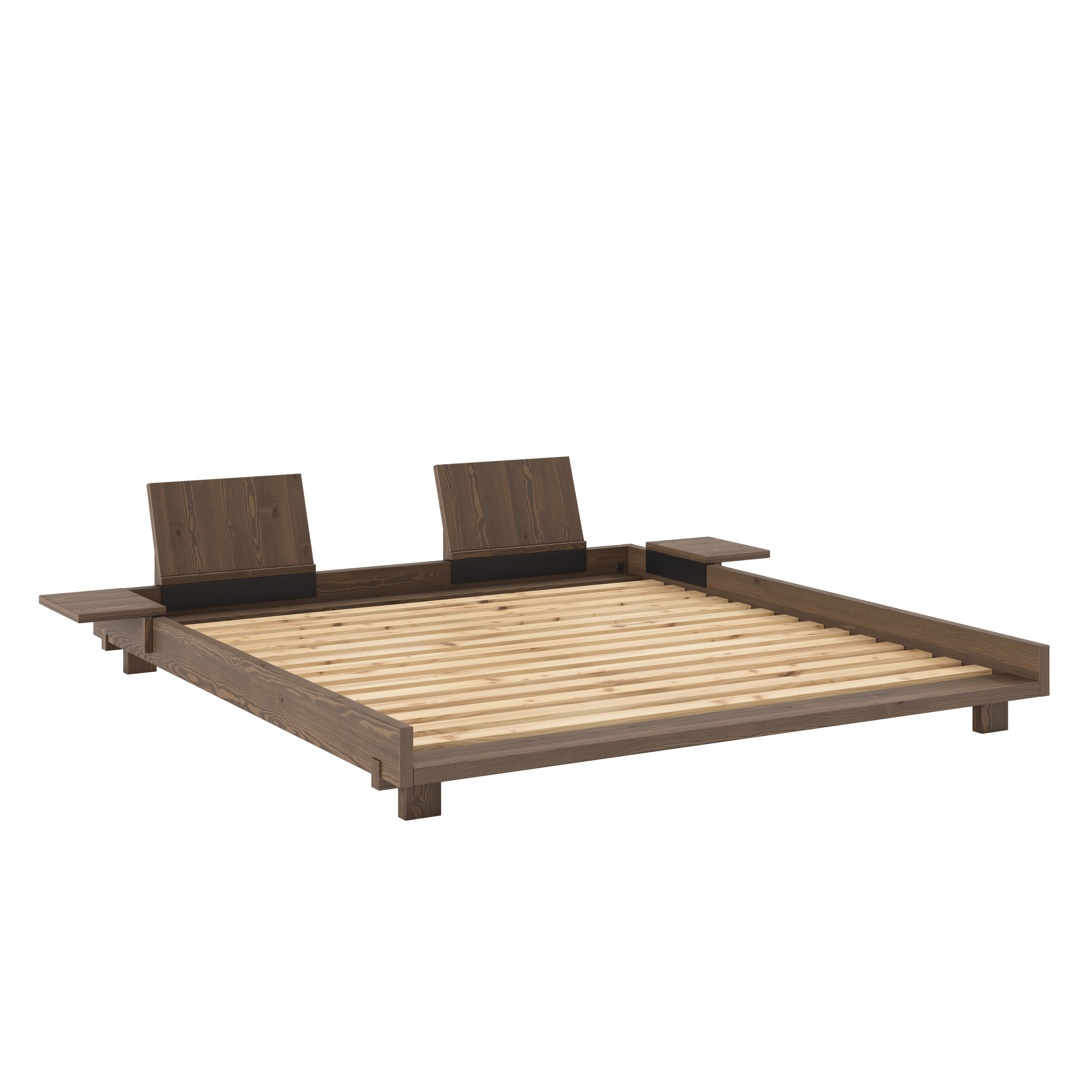 SOCIAL BED CAROB BROWN 180 X 200 W. 2 PCS BACK RESTS AND 2 PCS SIDE TABLES