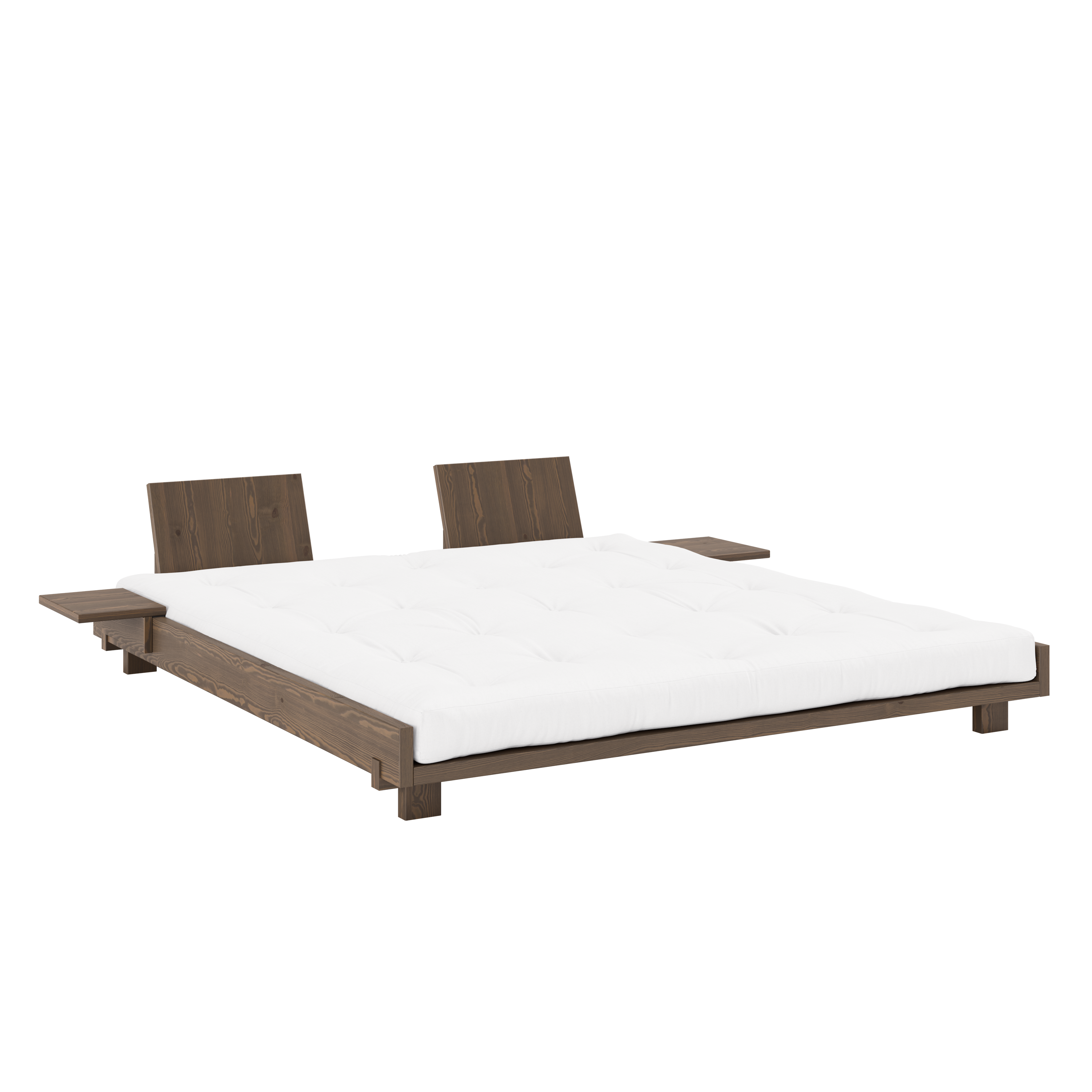 SOCIAL BED CAROB BROWN 180 X 200 W. 2 PCS BACK RESTS AND 2 PCS SIDE TABLES