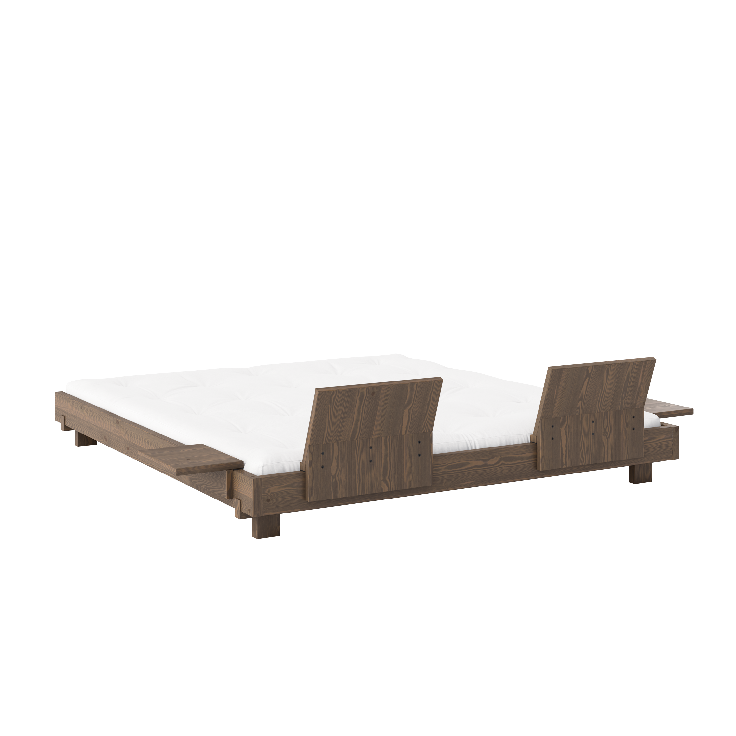 SOCIAL BED CAROB BROWN 180 X 200 W. 2 PCS BACK RESTS AND 2 PCS SIDE TABLES