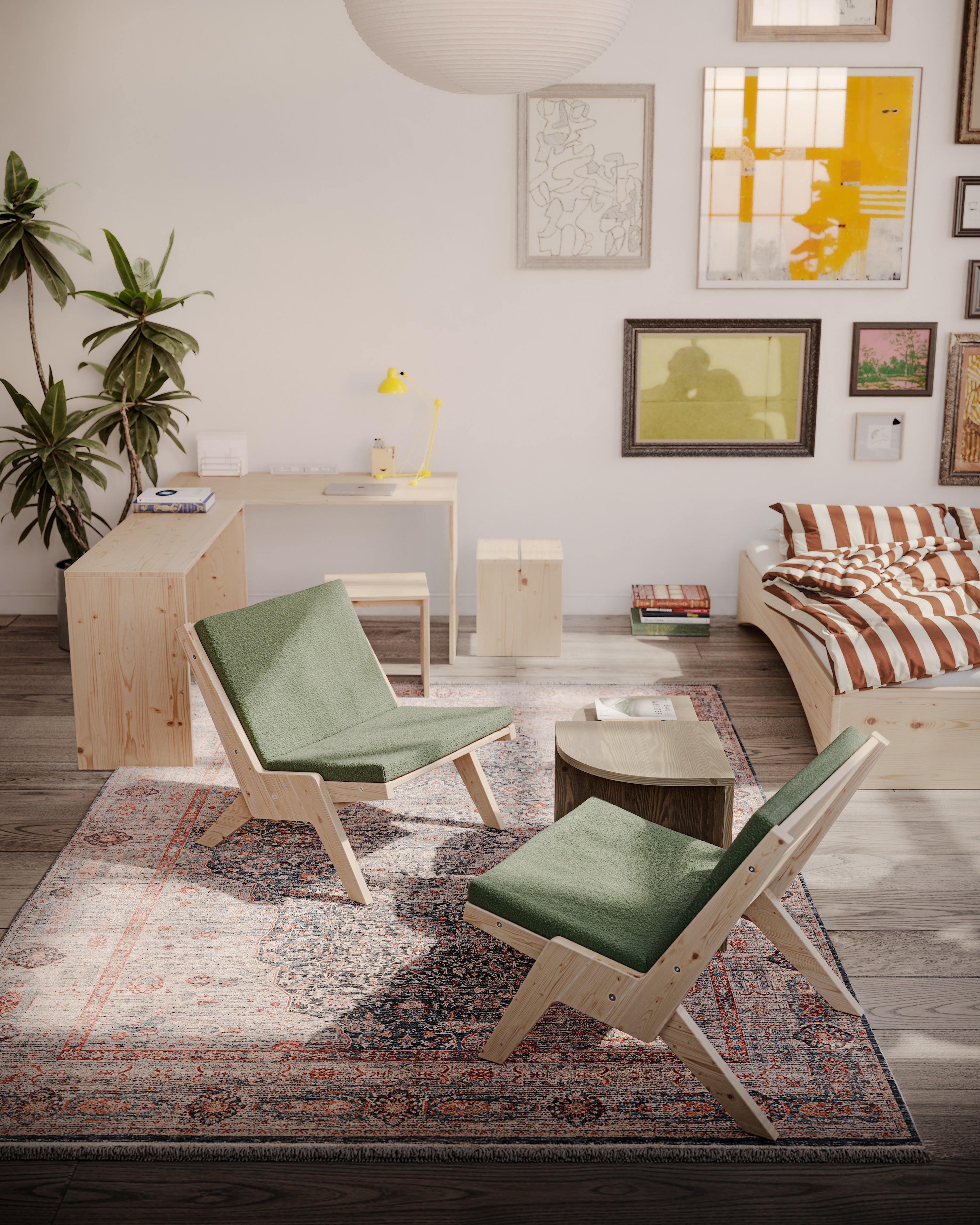 SWAY LOUNGE CHAIR RAW W. EVERGREEN MATTRESS