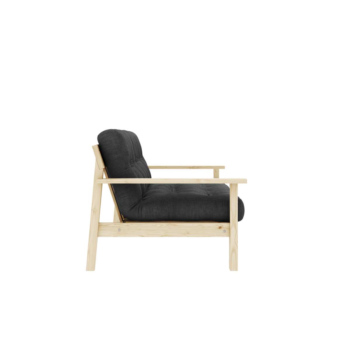 UNWIND CLEAR LACQUERED W. 5-LAYER MIXED MATTRESS CHARCOAL