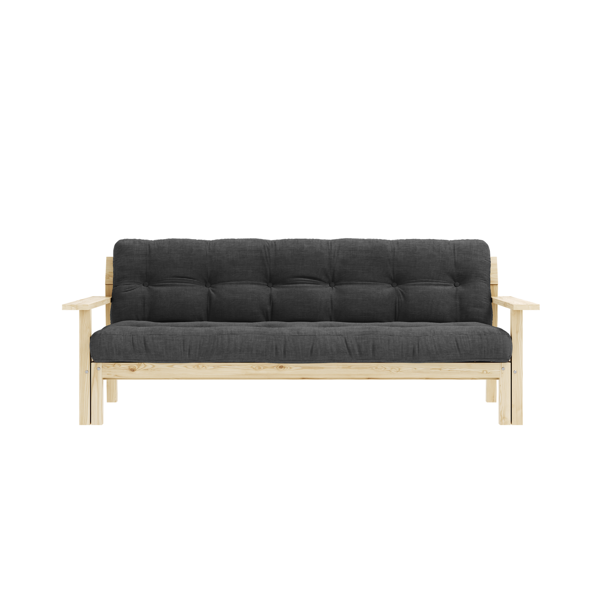 UNWIND CLEAR LACQUERED W. 5-LAYER MIXED MATTRESS CHARCOAL